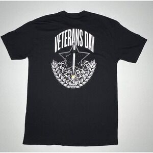 Space X Mens Short Sleeve Black T-Shirt Tee MEDIUM ~Veterans Day -USA